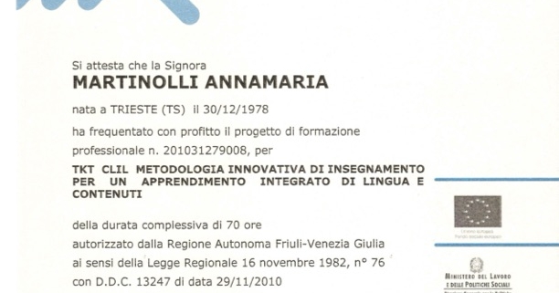 Certificato CLIL Ial Fvg