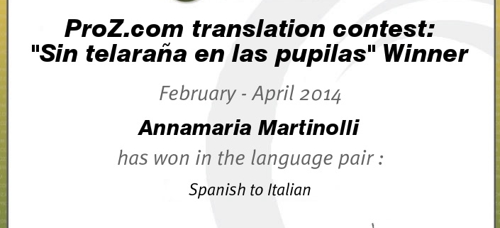 Certificato contest vinto